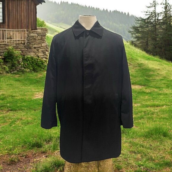 Joe by Joseph Abboud Black Rain & Stain Repellent Overcoat L Quilted Lining Work - Picture 1 of 10